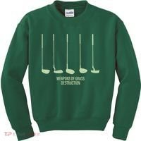 Funny Golf Weapons Of Grass Destruction Golf Clubs Drivers Kids Sweatshirt thumb 0