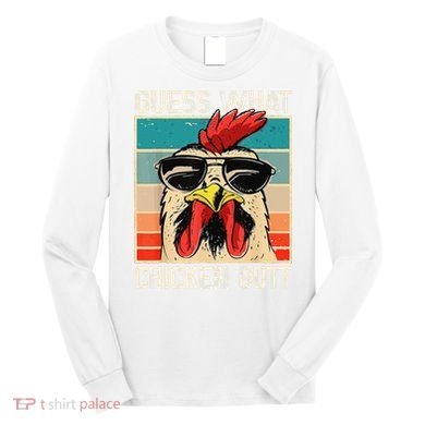 Funny Guess What Chicken Butt Chicken Meme Long Sleeve Shirt
