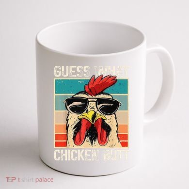 Funny Guess What Chicken Butt Chicken Meme Coffee Mug back