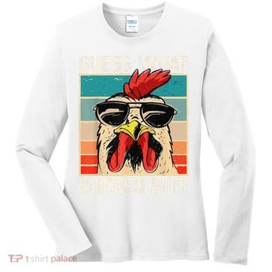 Funny Guess What Chicken Butt Chicken Meme Women's Long Sleeve Shirt