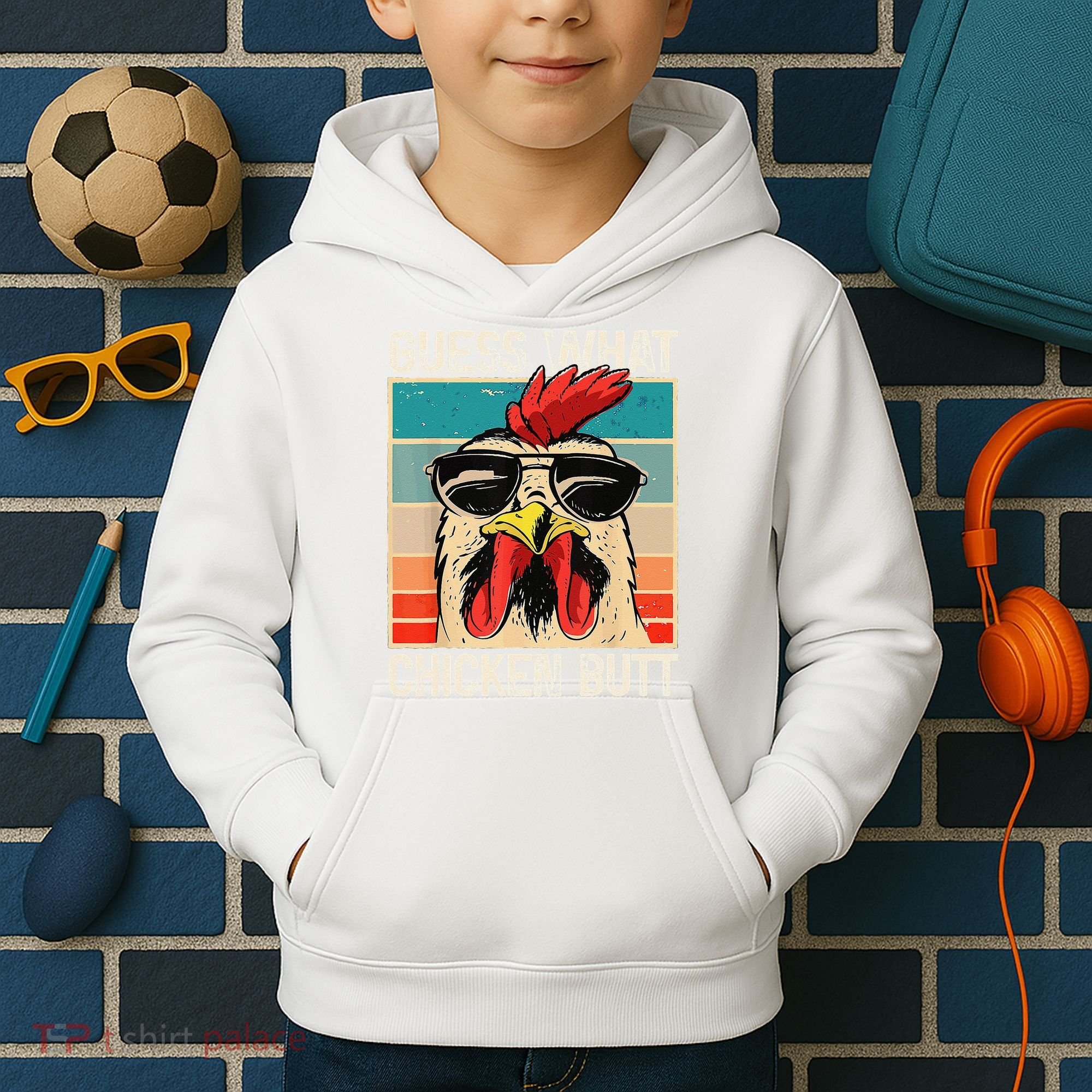 Funny Guess What Chicken Butt Chicken Meme Kids Hoodie