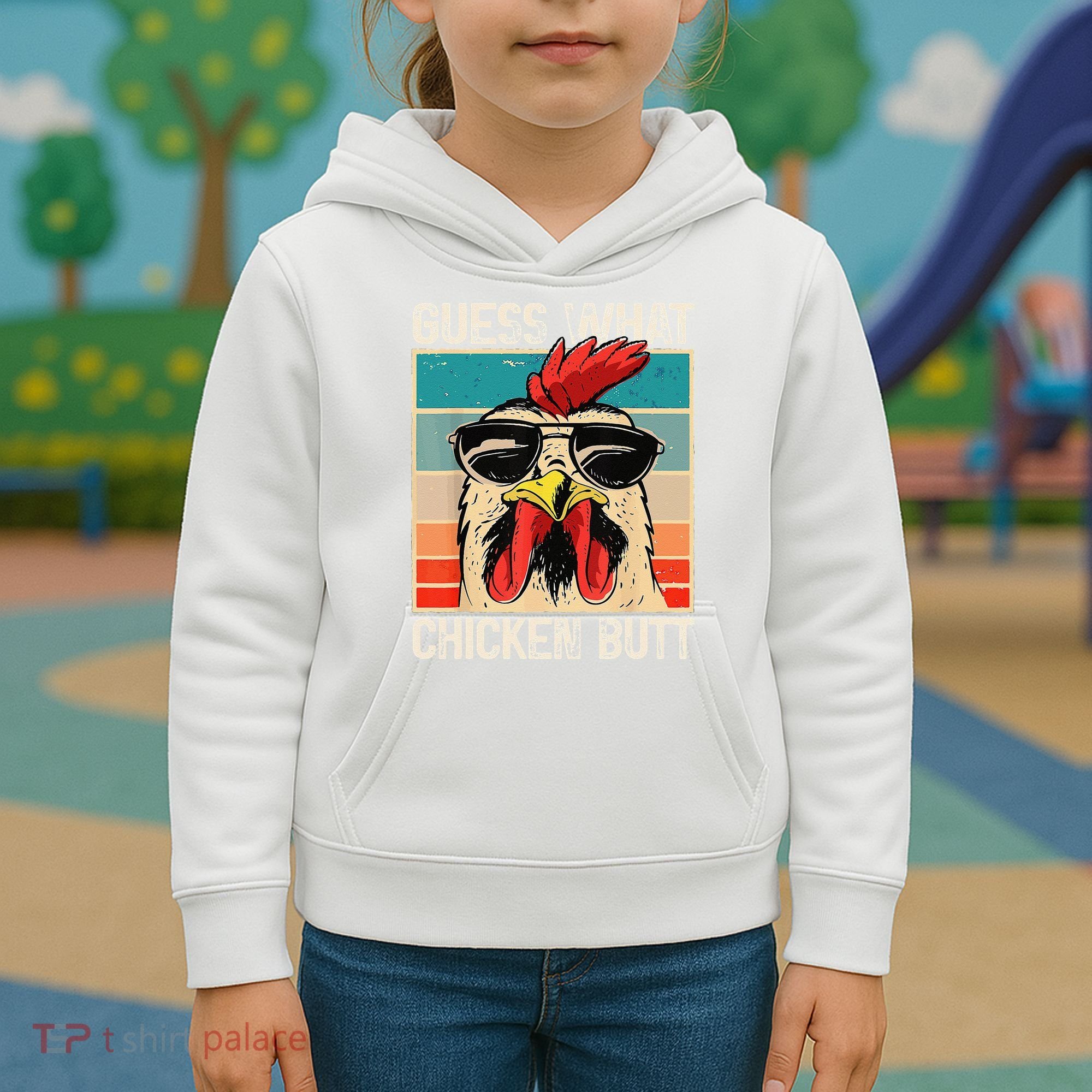 Funny Guess What Chicken Butt Chicken Meme Kids Hoodie