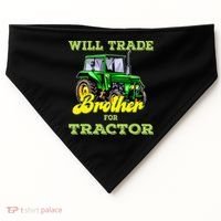 Farming Gift Will Trade Brother For Tractor Farmer USA-Made Doggie Bandana thumb 0