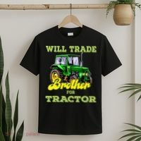 Farming Gift Will Trade Brother For Tractor Farmer T-Shirt thumb 2
