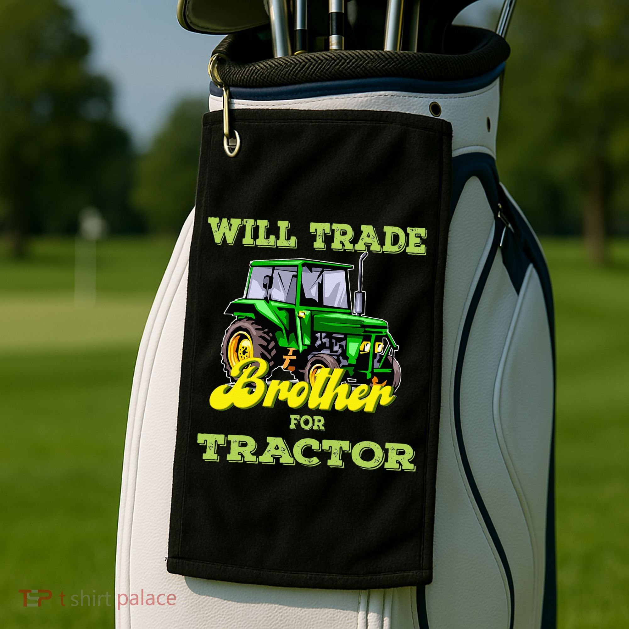 Farming Gift Will Trade Brother For Tractor Farmer Golf Towel