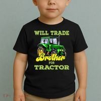 Farming Gift Will Trade Brother For Tractor Farmer Toddler T-Shirt thumb 2