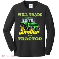 Farming Gift Will Trade Brother For Tractor Farmer Kids Long Sleeve Shirt thumb 0