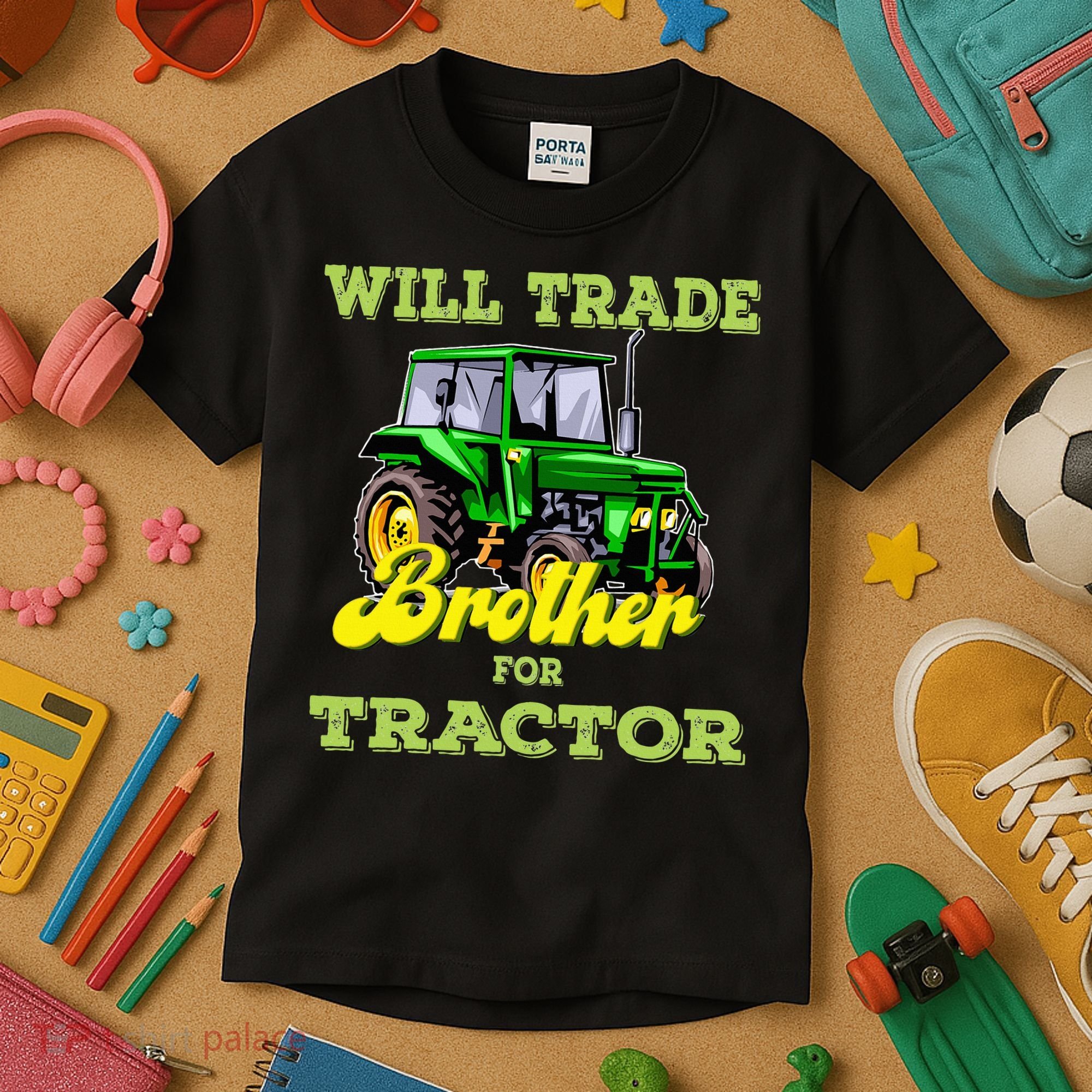 Farming Gift Will Trade Brother For Tractor Farmer Kids T-Shirt