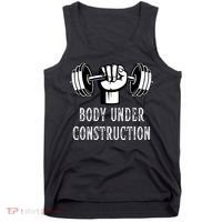 Funny Gym Workout Body Under Construction Tank Top thumb 0