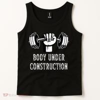 Funny Gym Workout Body Under Construction Tank Top thumb 2