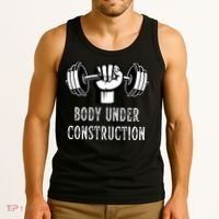 Funny Gym Workout Body Under Construction Tank Top thumb 3