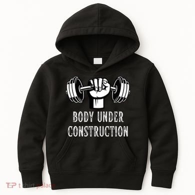 Funny Gym Workout Body Under Construction Kids Hoodie
