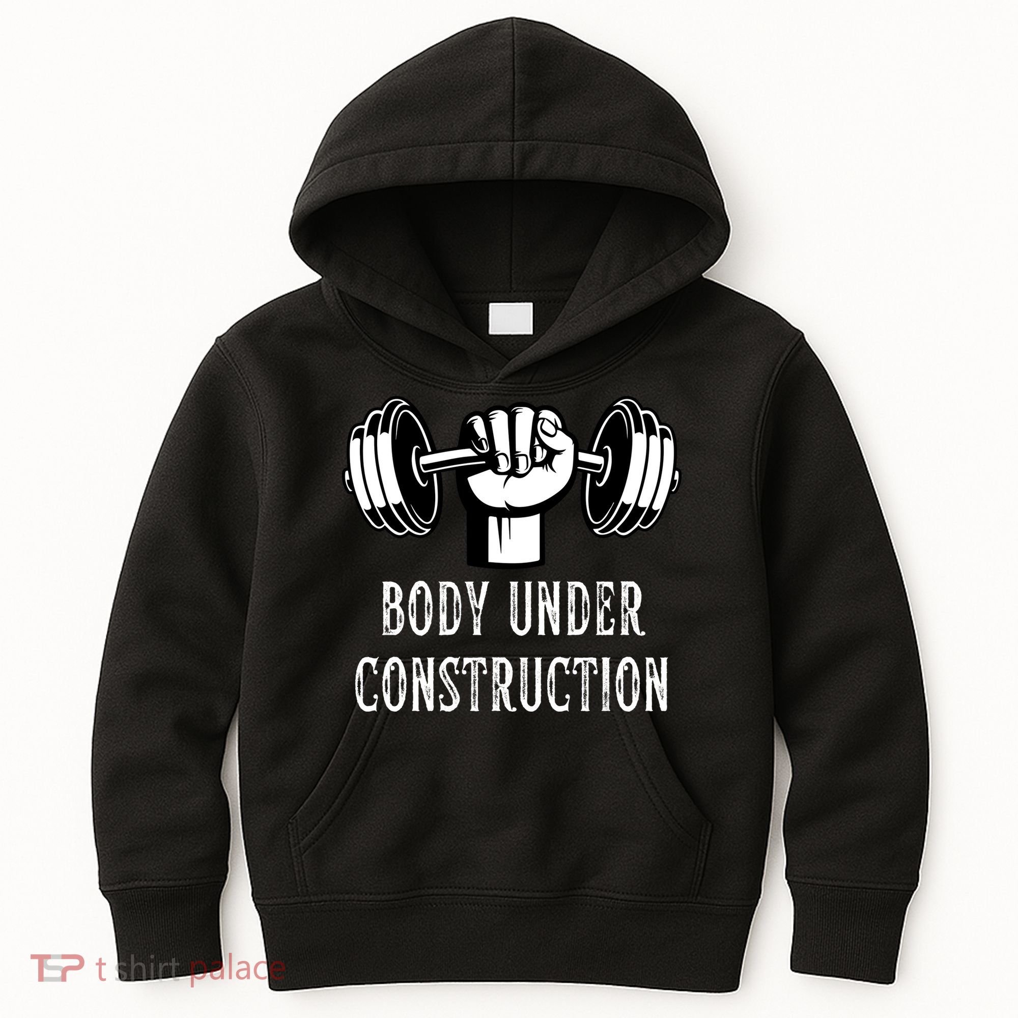 Funny Gym Workout Body Under Construction Kids Hoodie