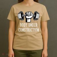 Funny Gym Workout Body Under Construction T-Shirt thumb 4