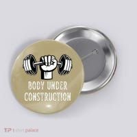 Funny Gym Workout Body Under Construction Button thumb 0
