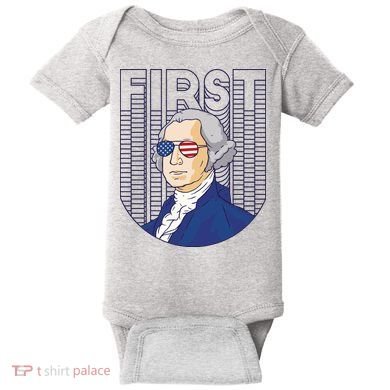 First George Washington Retro Baby Bodysuit