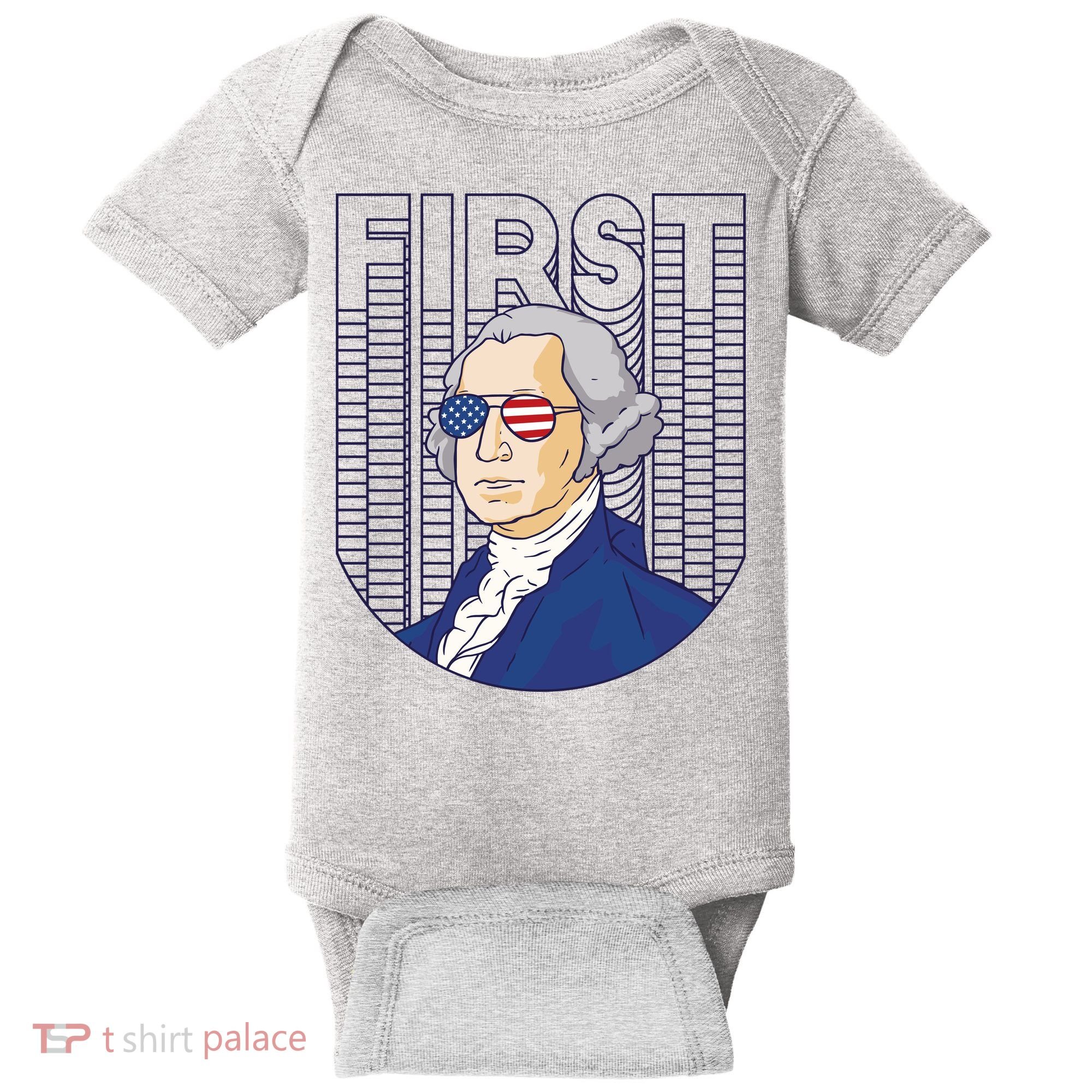 First George Washington Retro Baby Bodysuit