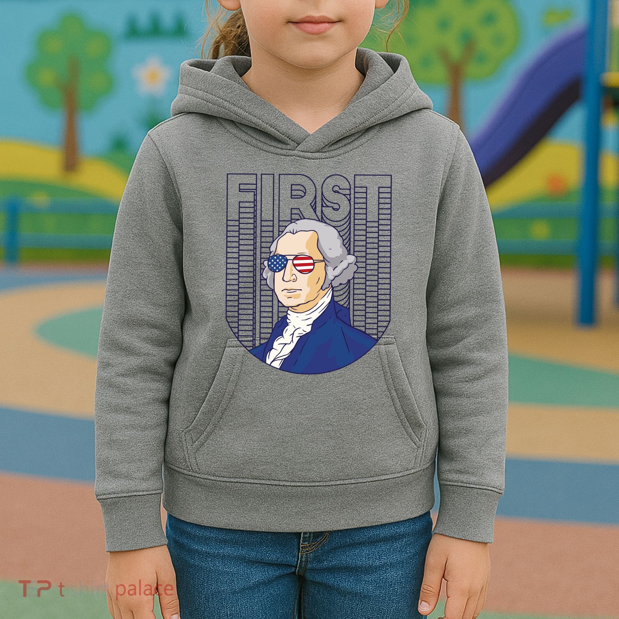 First George Washington Retro Kids Hoodie