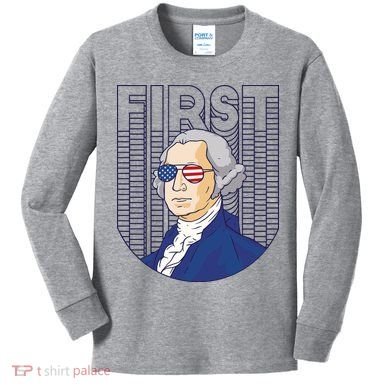 First George Washington Retro Kids Long Sleeve Shirt