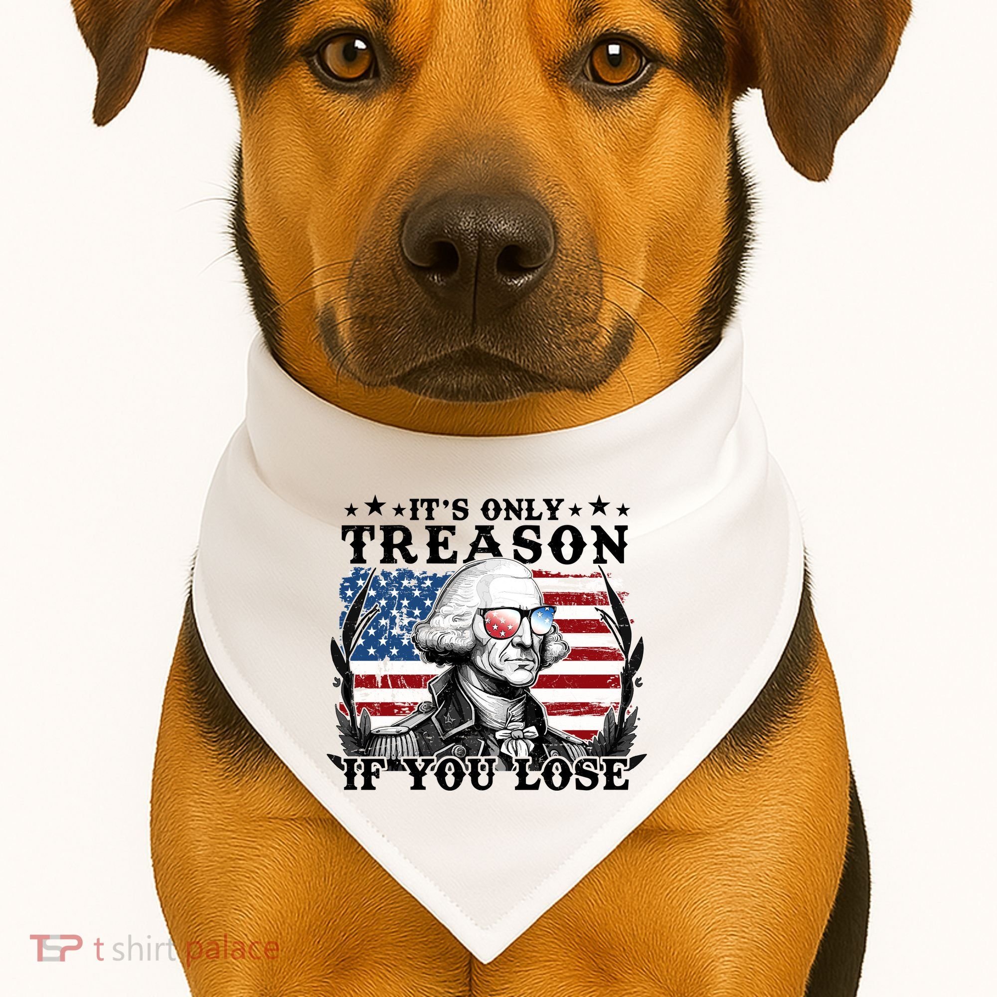 Funny George Washington Its Only Treason If You Lose USA-Made Doggie Bandana