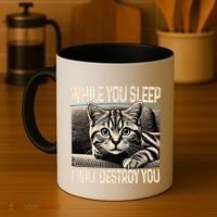 Funny Graphic While You Sleep I Will Destroy You Cat Coffee Mug thumb 4
