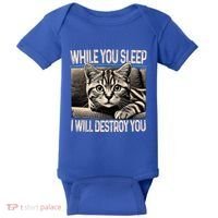 Funny Graphic While You Sleep I Will Destroy You Cat Baby Bodysuit thumb 0