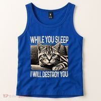 Funny Graphic While You Sleep I Will Destroy You Cat Tank Top thumb 2