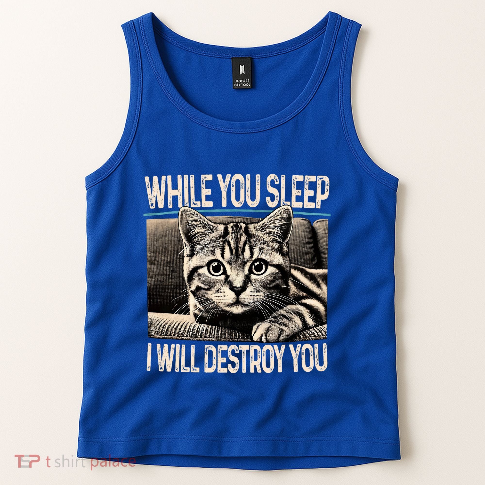 Funny Graphic While You Sleep I Will Destroy You Cat Tank Top