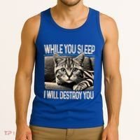 Funny Graphic While You Sleep I Will Destroy You Cat Tank Top thumb 3
