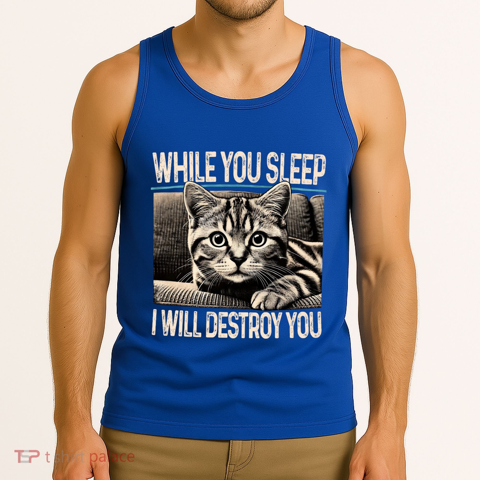 Funny Graphic While You Sleep I Will Destroy You Cat Tank Top