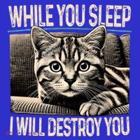 Funny Graphic While You Sleep I Will Destroy You Cat Women's Long Sleeve Shirt thumb 2
