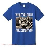 Funny Graphic While You Sleep I Will Destroy You Cat Kids T-Shirt thumb 0