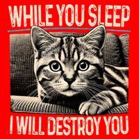 Funny Graphic While You Sleep I Will Destroy You Cat Santa Hat thumb 1