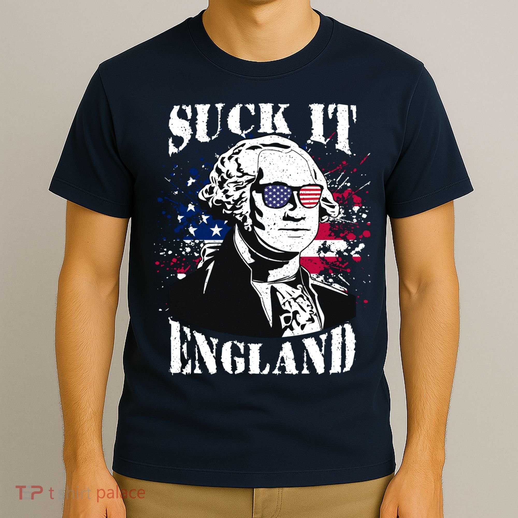 Funny George Washington Suck It England Vintage July 4th T-Shirt