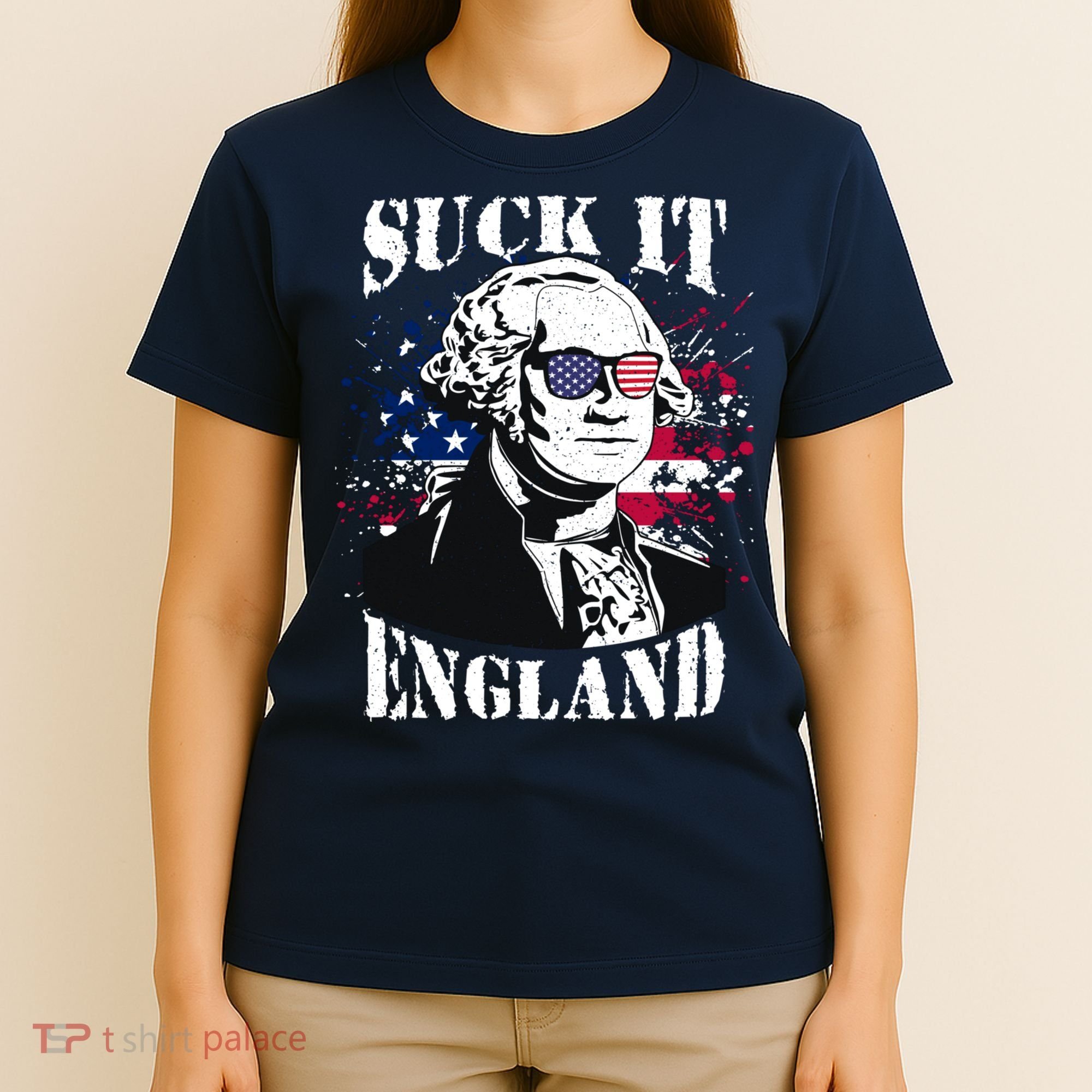 Funny George Washington Suck It England Vintage July 4th T-Shirt