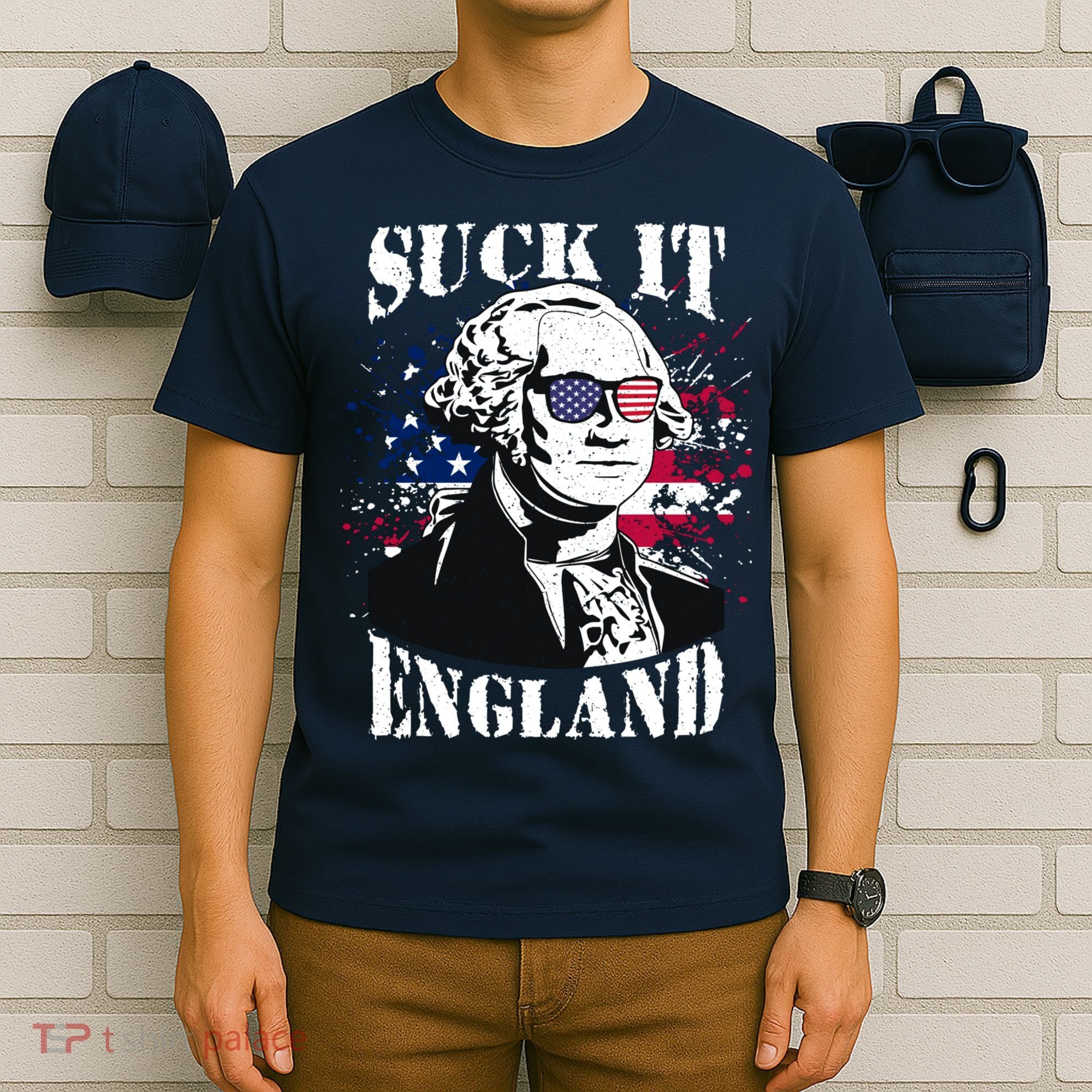 Funny George Washington Suck It England Vintage July 4th T-Shirt