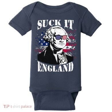 Funny George Washington Suck It England Vintage July 4th Baby Bodysuit