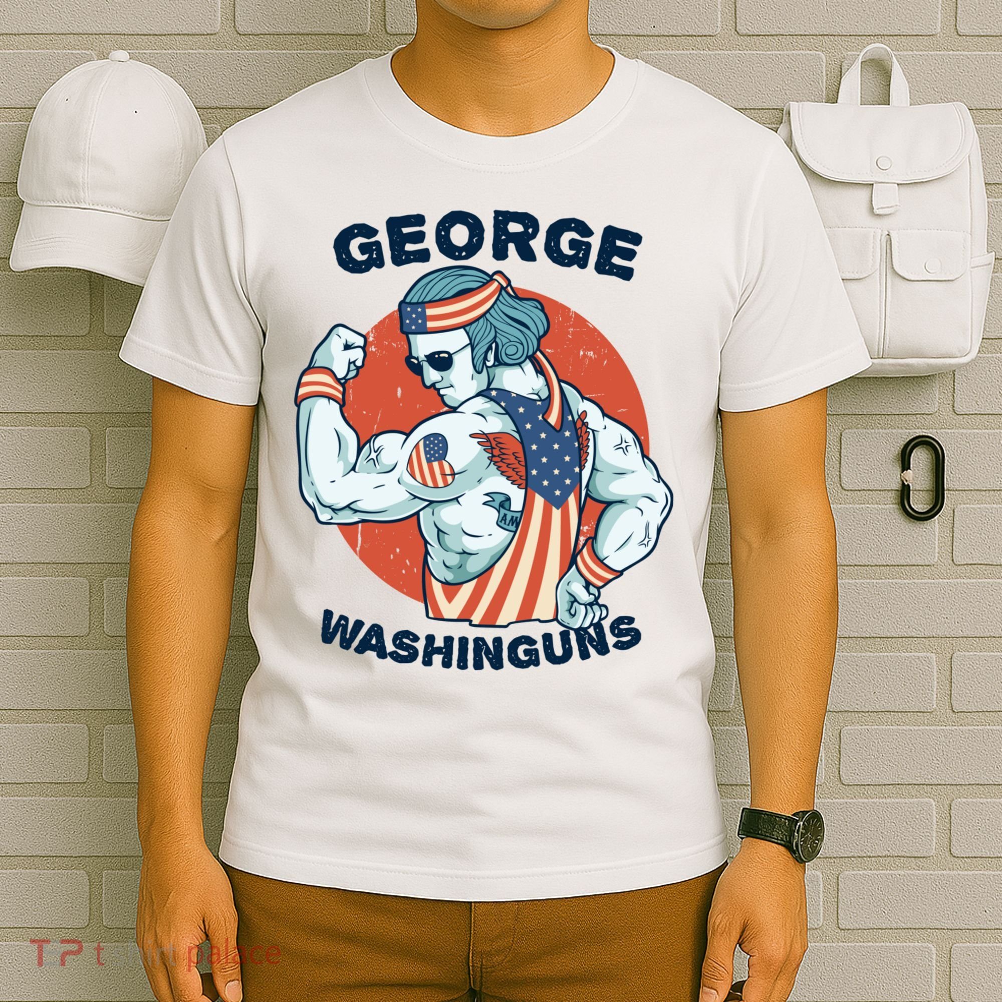 Funny George Washinguns Workout Patriotic 4th Of July Gift T-Shirt