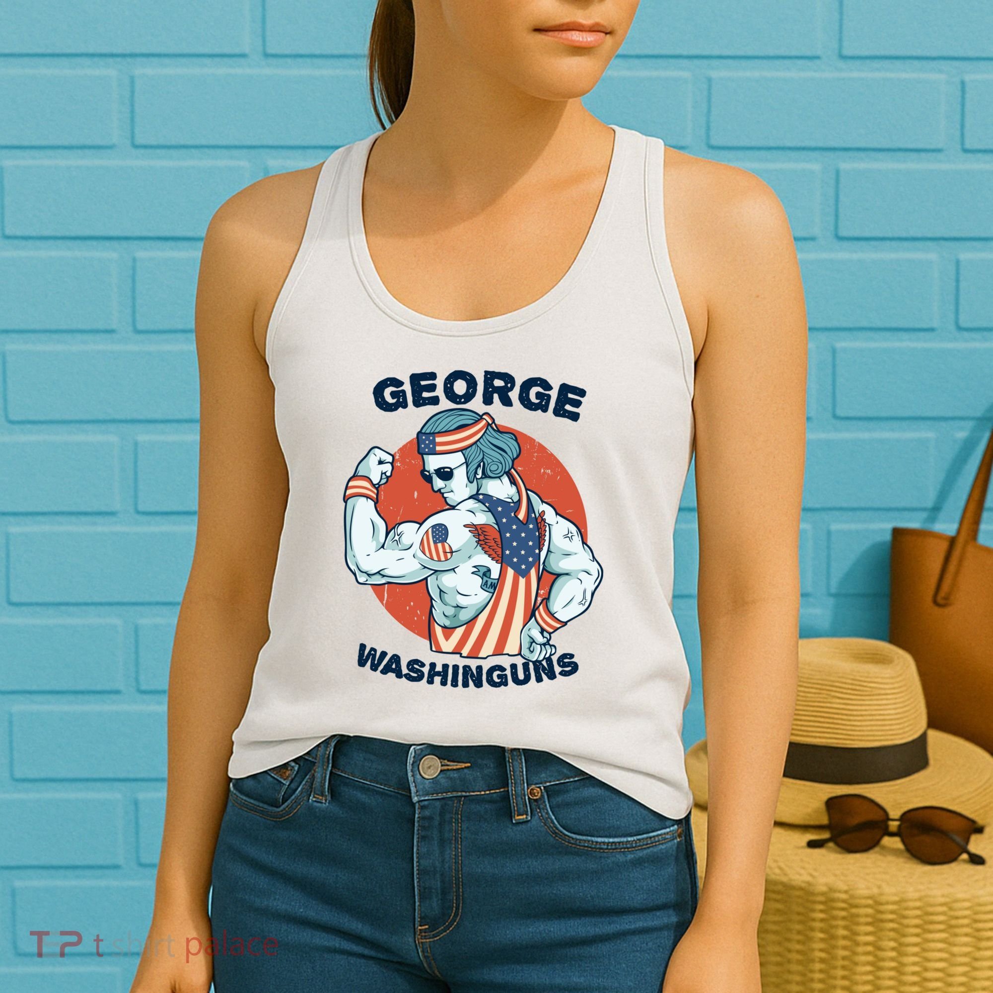 Funny George Washinguns Workout Patriotic 4th Of July Gift Women's Tank Top