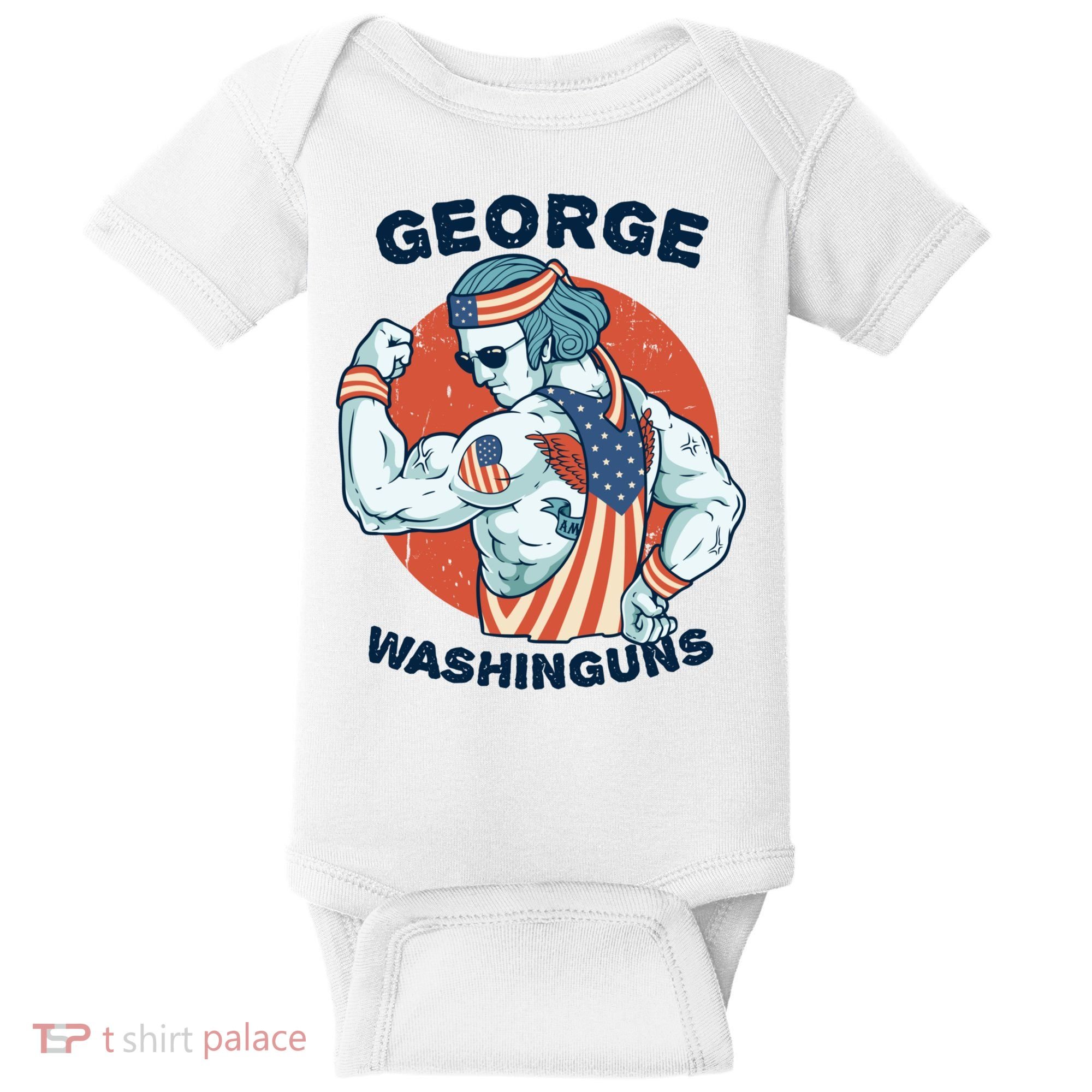 Funny George Washinguns Workout Patriotic 4th Of July Gift Baby Bodysuit