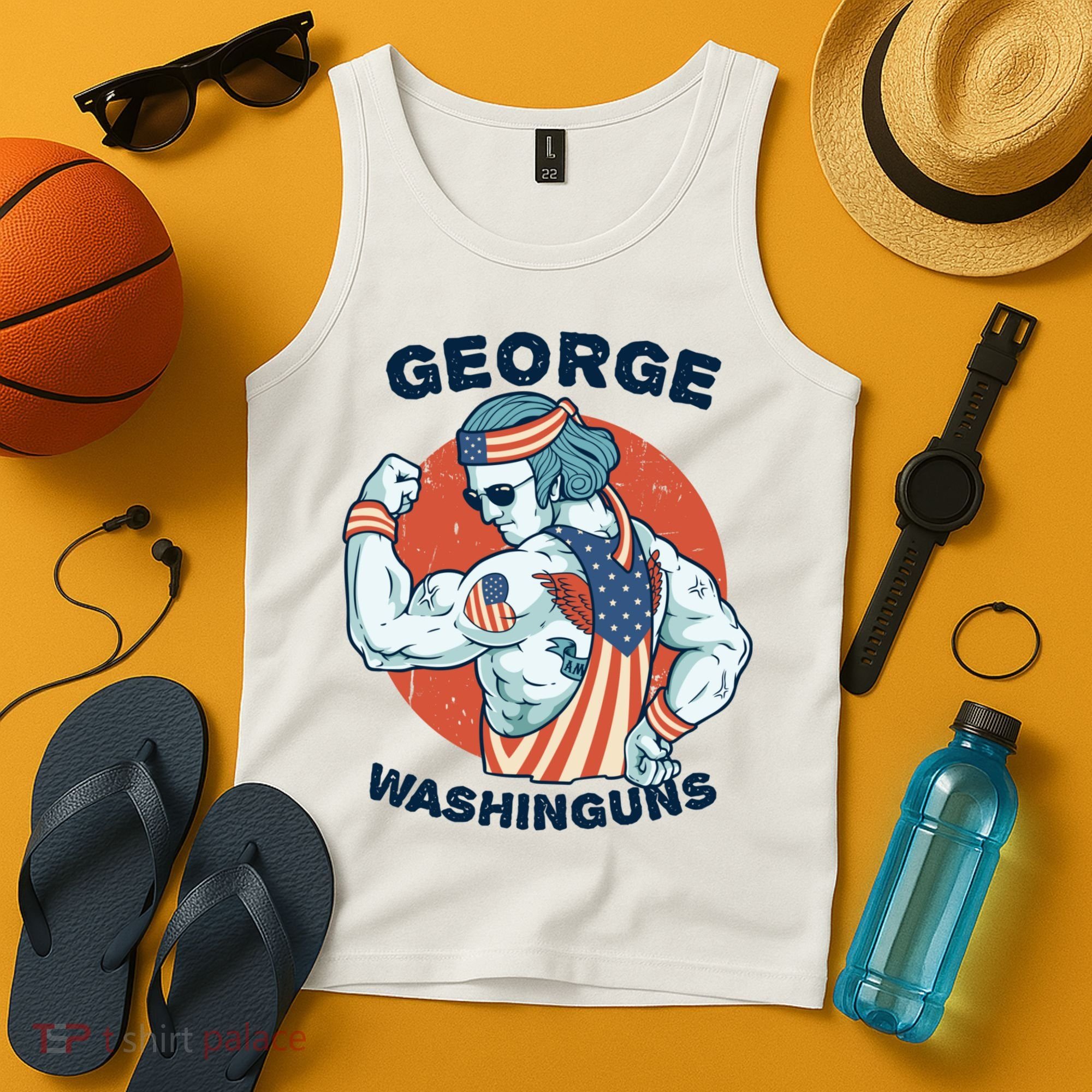 Funny George Washinguns Workout Patriotic 4th Of July Gift Tank Top