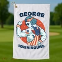 Funny George Washinguns Workout Patriotic 4th Of July Gift Golf Towel thumb 1