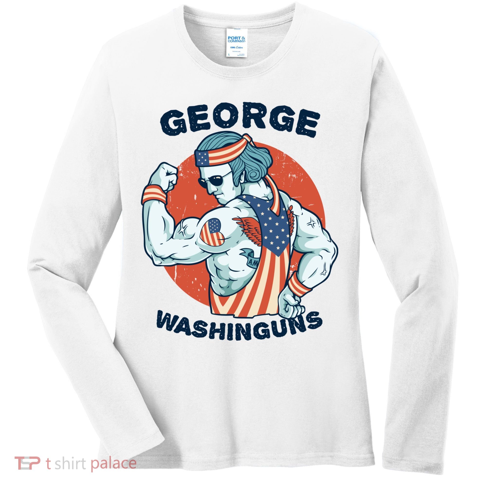Funny George Washinguns Workout Patriotic 4th Of July Gift Women's Long Sleeve Shirt