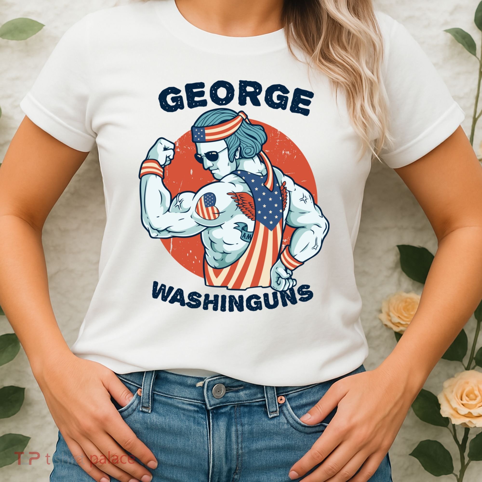 Funny George Washinguns Workout Patriotic 4th Of July Gift Women's T-Shirt