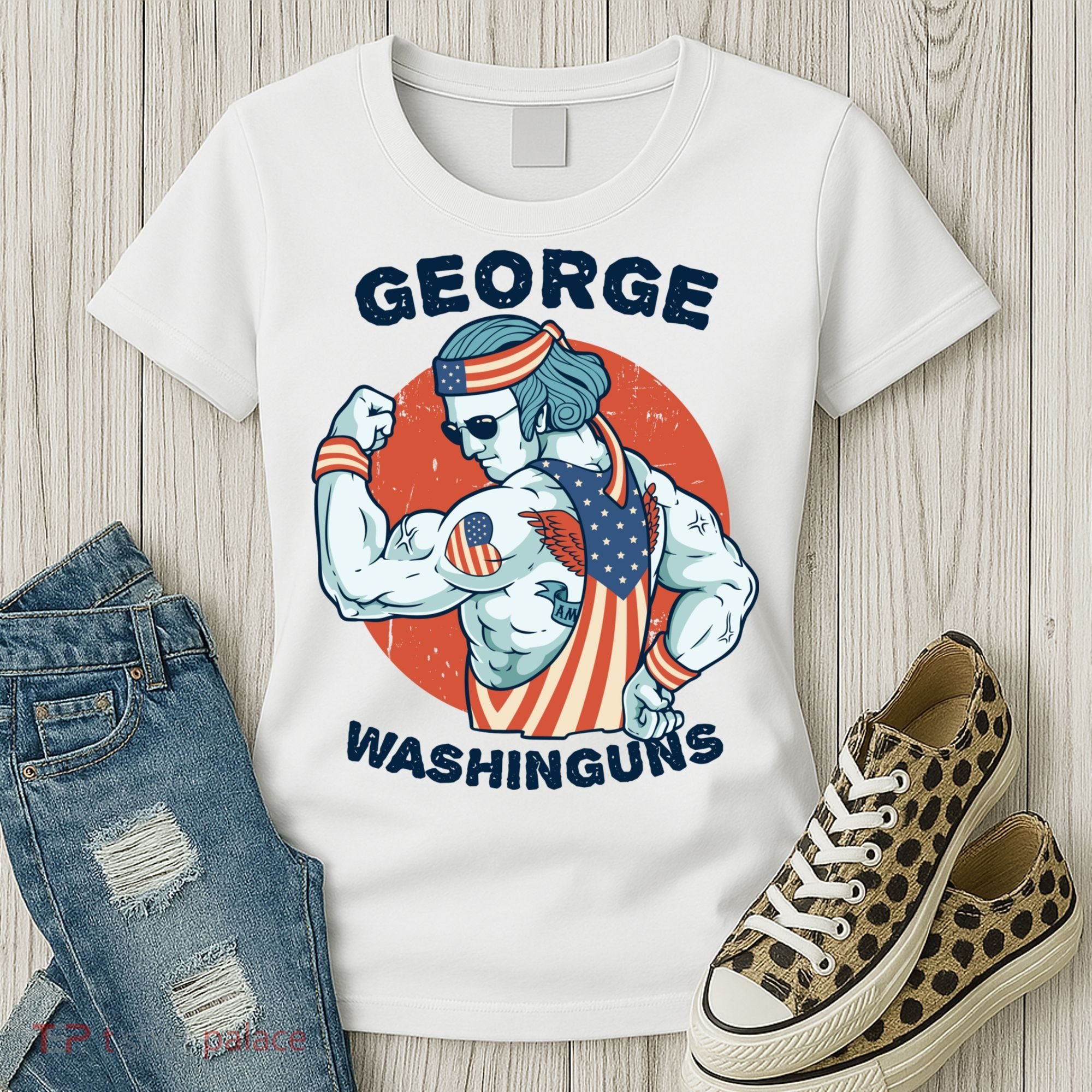 Funny George Washinguns Workout Patriotic 4th Of July Gift Women's T-Shirt