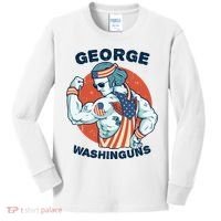 Funny George Washinguns Workout Patriotic 4th Of July Gift Kids Long Sleeve Shirt thumb 0