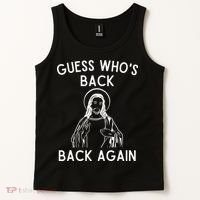 Funny Guess Whos Back Back Again Easter Jesus Christian Tank Top thumb 2