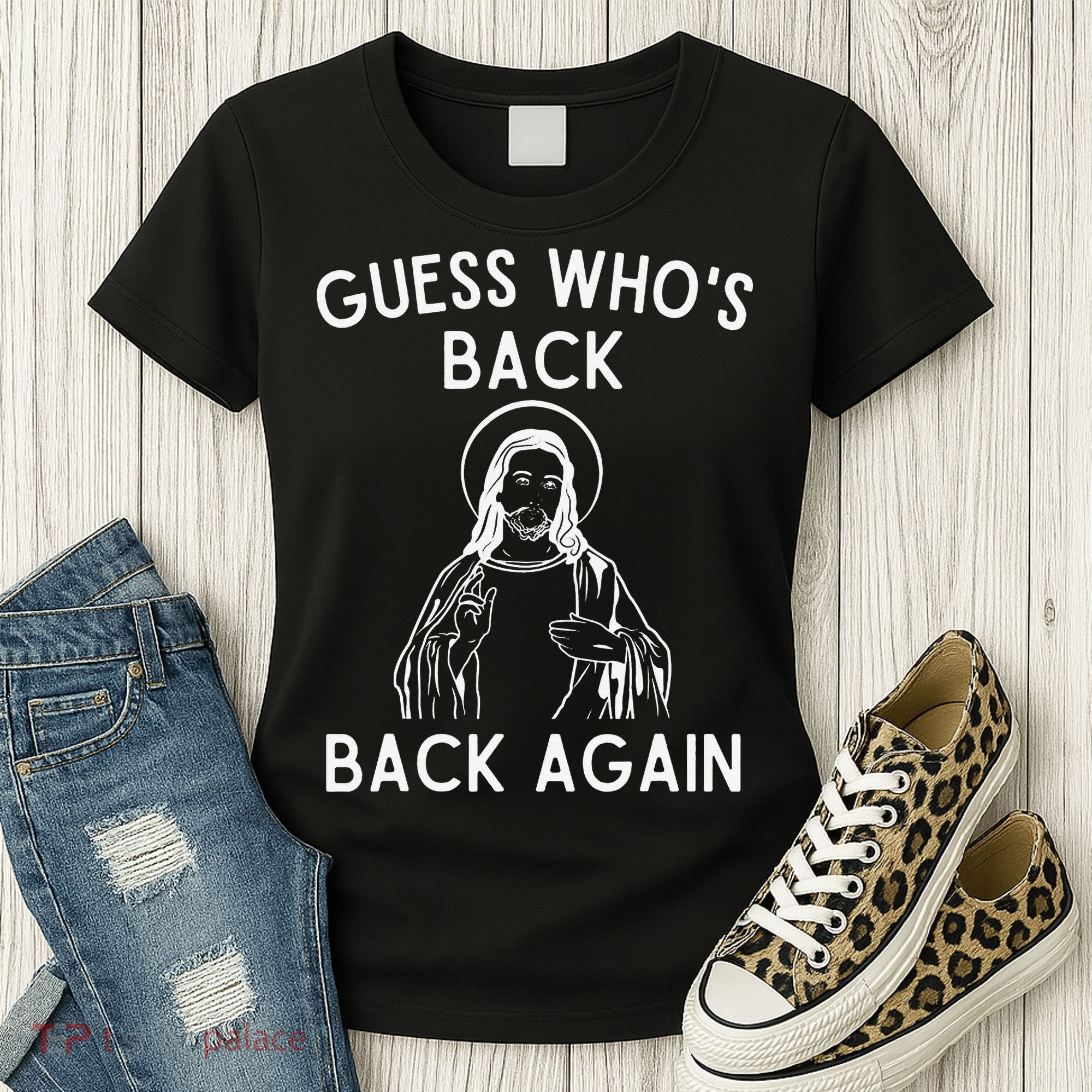 Funny Guess Whos Back Back Again Easter Jesus Christian Women's T-Shirt