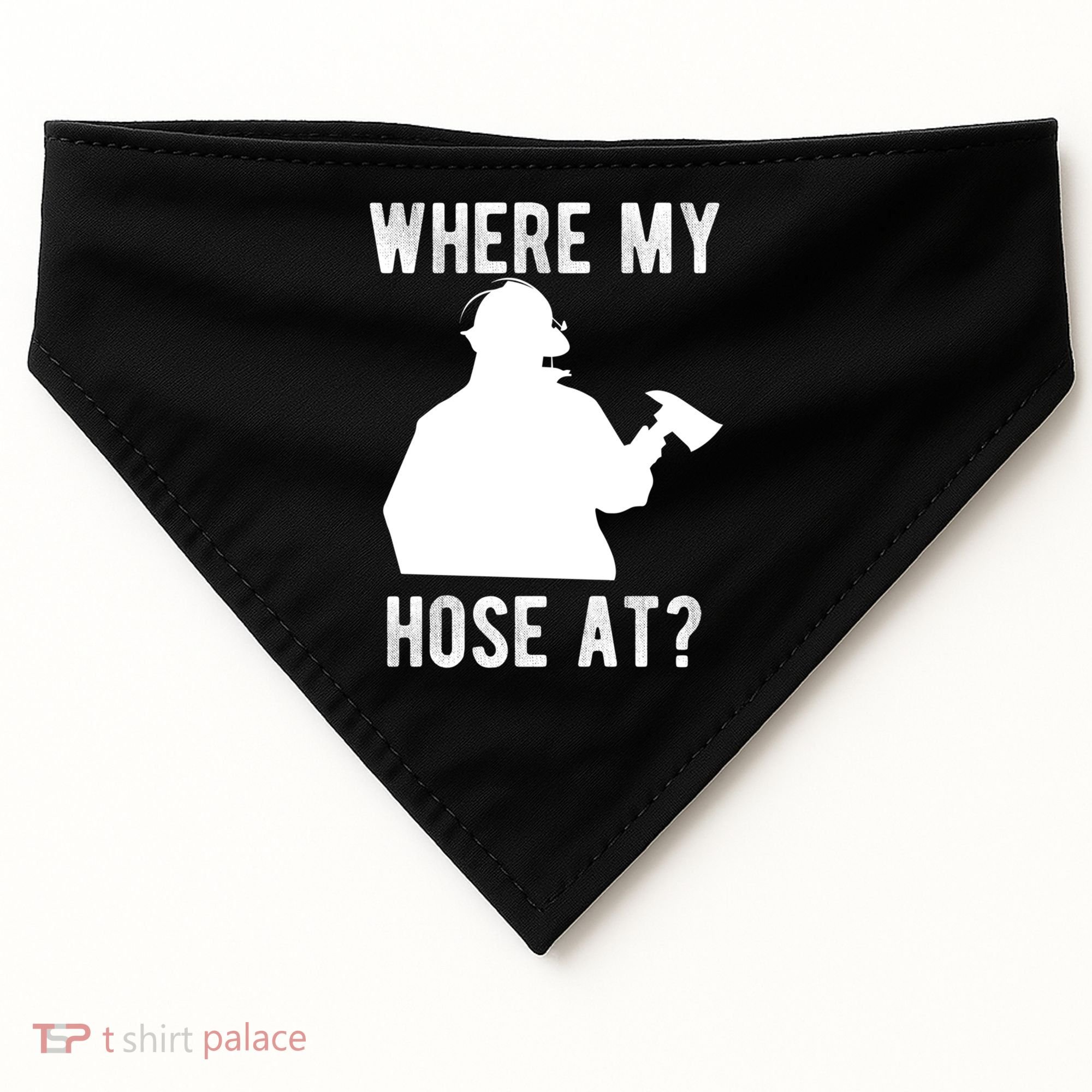 Firemen Gift Wheres My Hose At Funny Firefighter Gift USA-Made Doggie Bandana