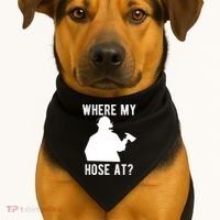Firemen Gift Wheres My Hose At Funny Firefighter Gift USA-Made Doggie Bandana thumb 1